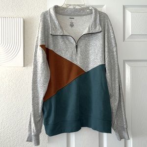 Color block zip up sweater